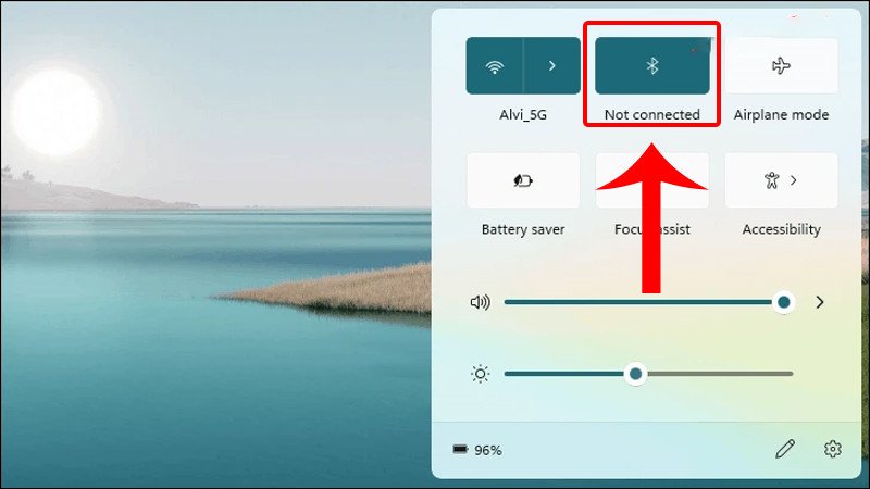 Biểu tượng Bluetooth trong Trung tâm Hành động Windows 11