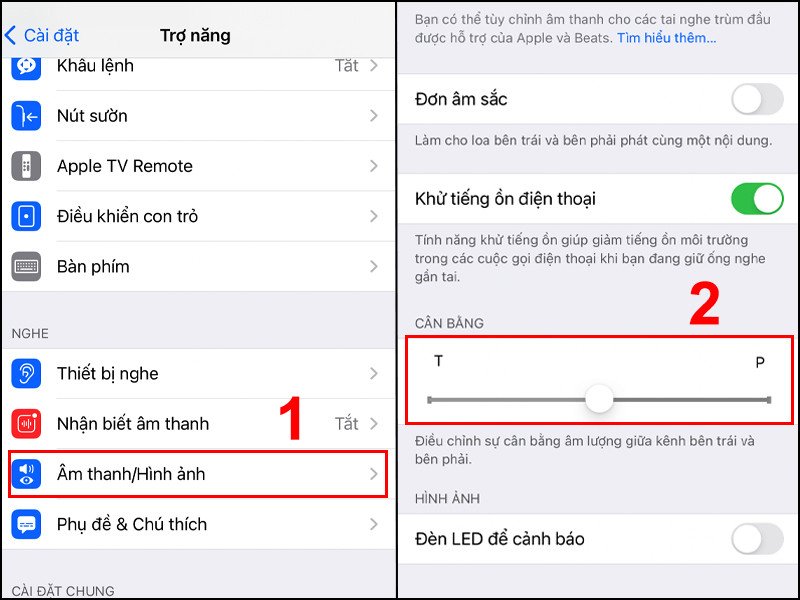 Cân chỉnh cài đặt âm thanh trên iPhone để đảm bảo cả hai bên tai nghe AirPod đều phát âm thanh