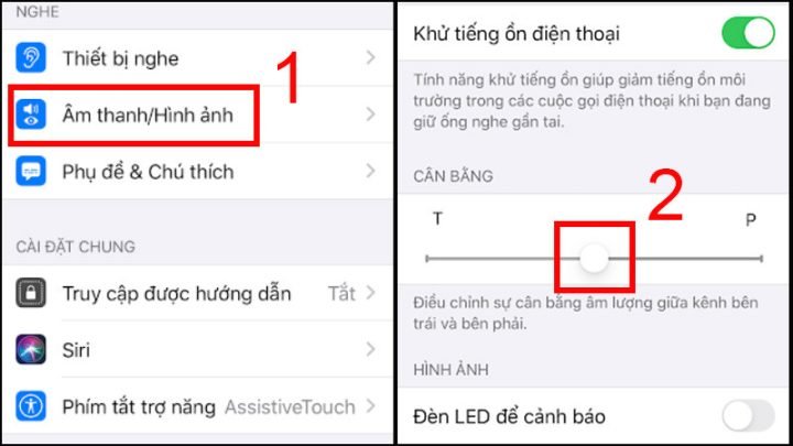 Chỉnh nút âm lượng ở thanh T/P về vị trí cân bằng