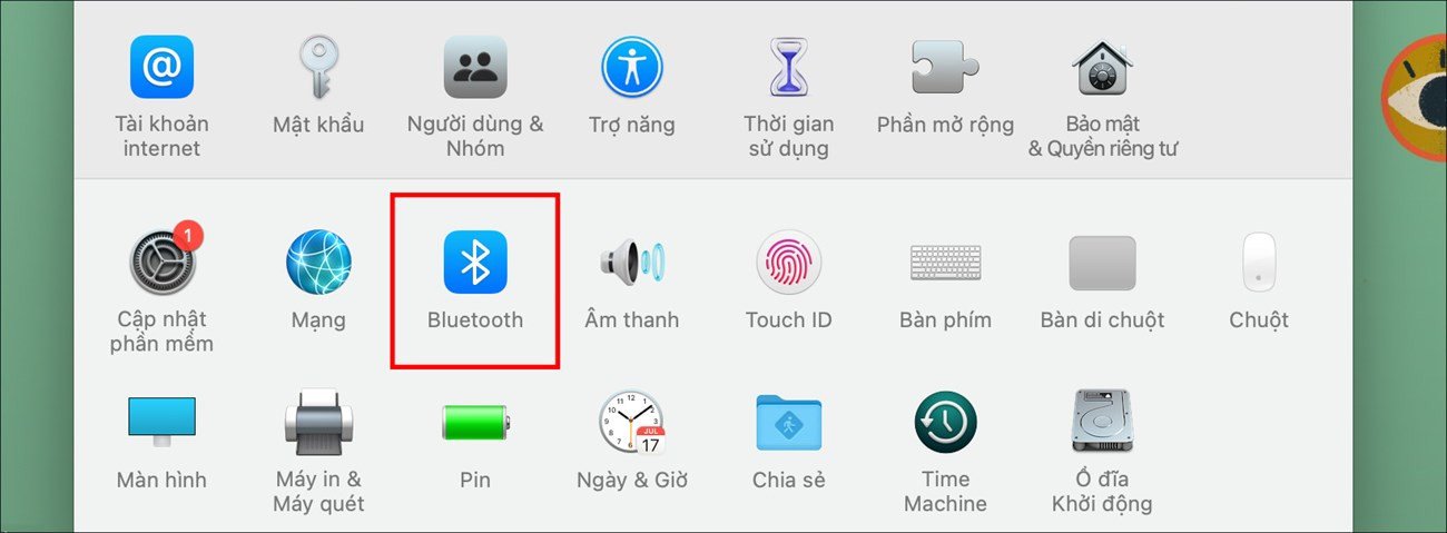 Chọn Bluetooth trong Tùy chọn Hệ thống trên MacBook