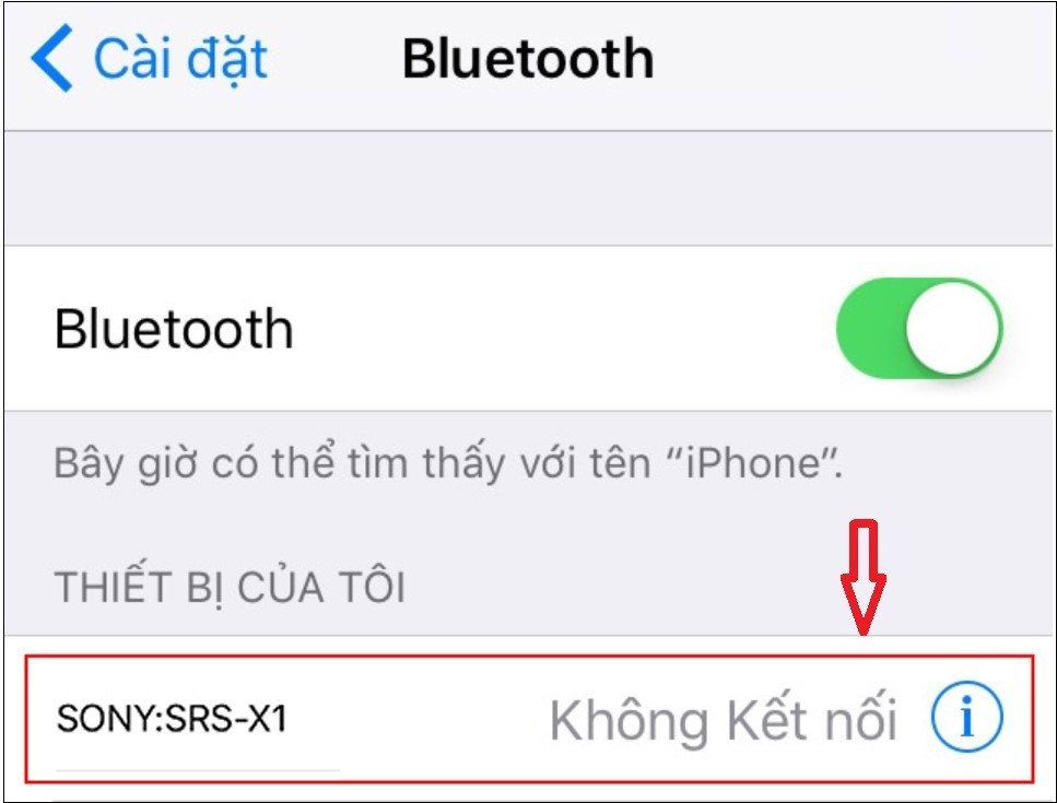 Chọn loa Bluetooth mong muốn từ danh sách thiết bị trên iPhone để thiết lập kết nối