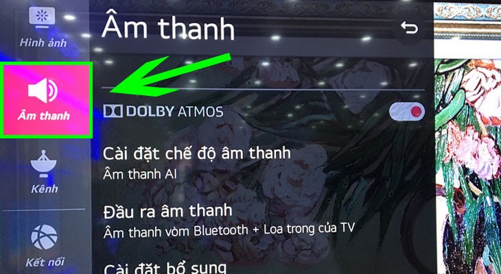Chọn mục Âm thanh trên tivi LG để thiết lập đầu ra, chuẩn bị cho việc kết nối tivi LG với loa Bluetooth.