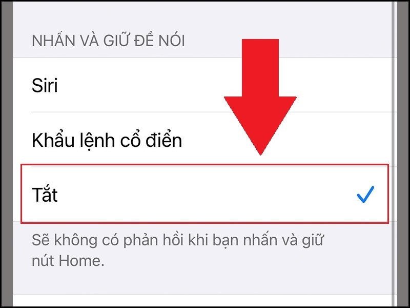 Chọn 'Tắt' để ngăn chặn voice control tự động