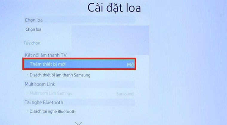 Chọn thêm thiết bị mới để mở kết nối âm thanh với loa Bluetooth