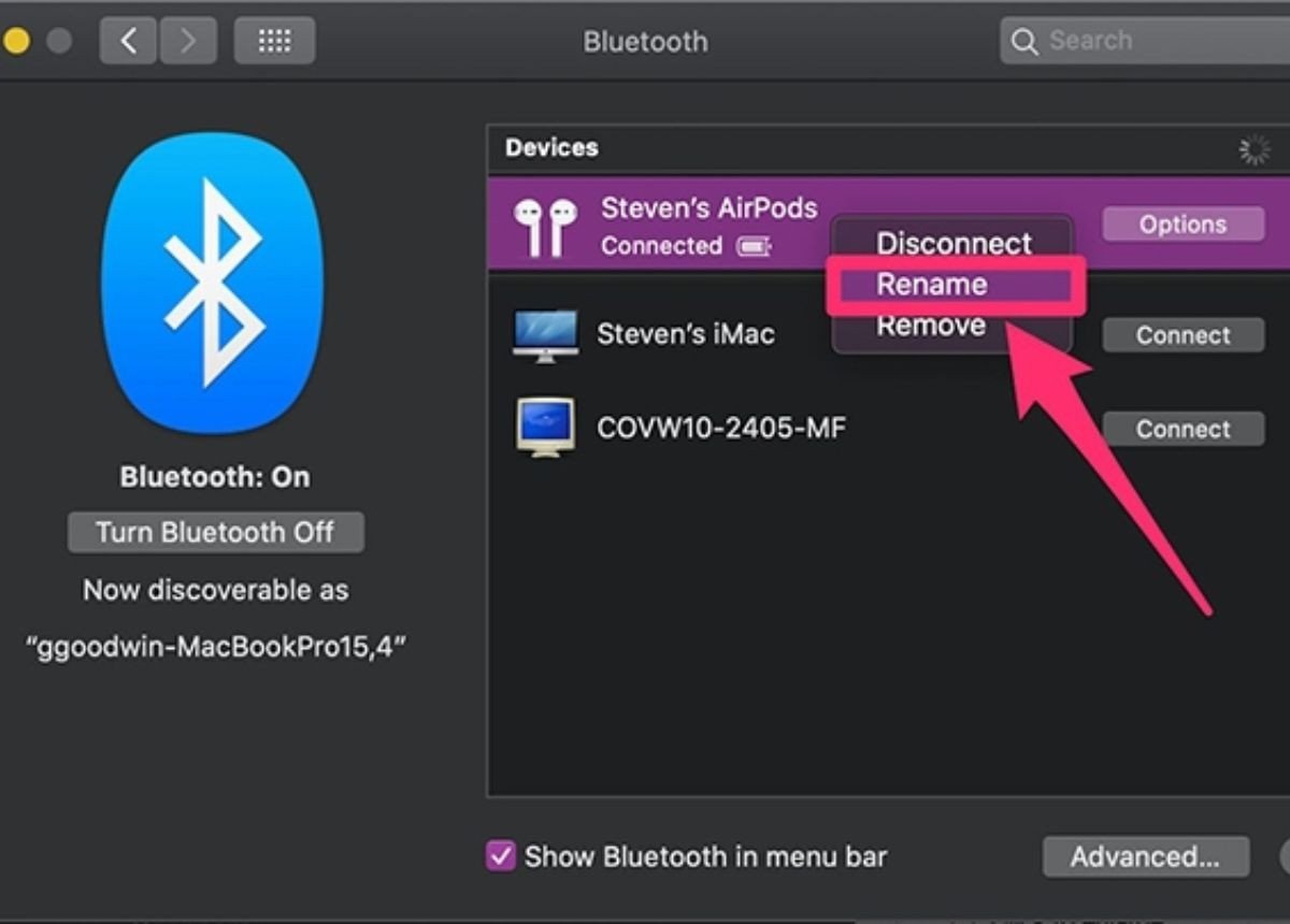 Chọn thiết bị Bluetooth trong danh sách trên Macbook