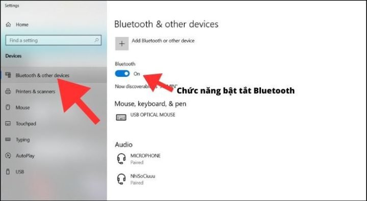 Chức năng bật Bluetooth trên máy tính để quét tìm thiết bị