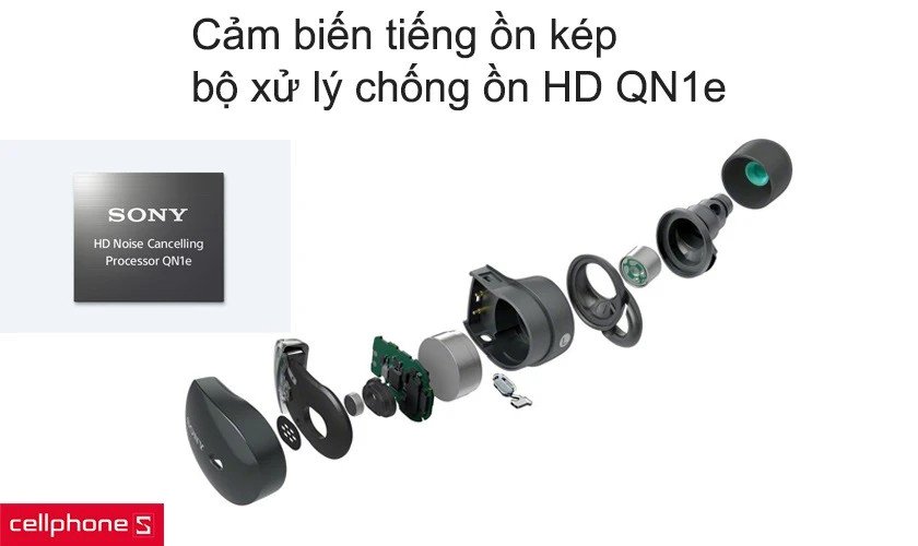 Công nghệ chống ồn trên tai nghe Sony WF-1000XM3 với chip HD QN1e