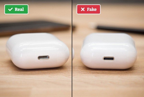 Cổng sạc Lightning ở tai nghe AirPod chuẩn khít và đồng đều