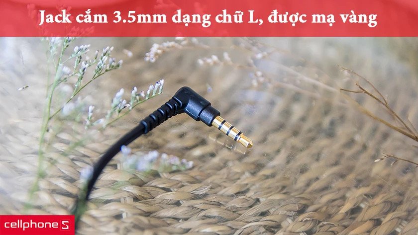 Đầu cắm jack 3.5mm dạng chữ L mạ vàng của tai nghe chụp tai Sony MDR-ZX110AP chống gãy gập