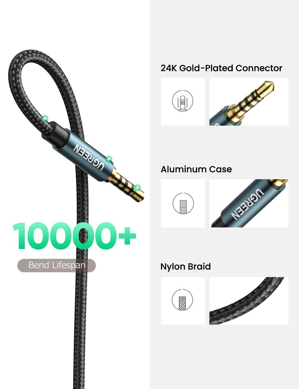 Dây cáp nối dài tai nghe bền bỉ với vỏ TPE cao cấp chịu lực kéo tốt
