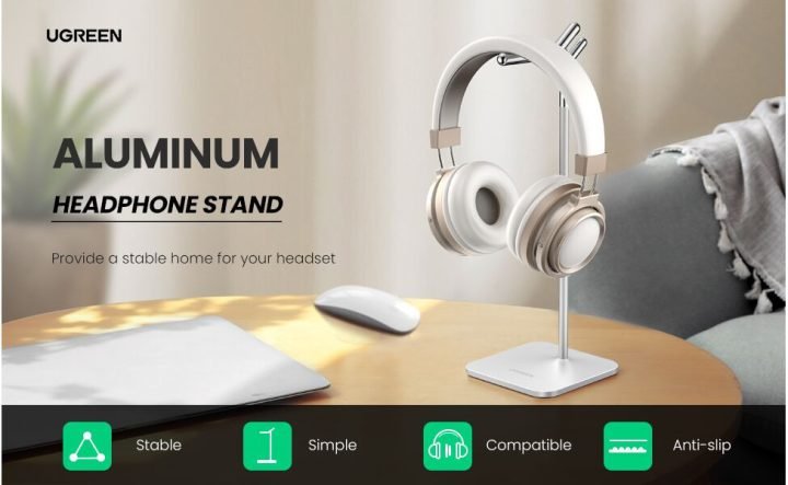 Giá đỡ tai nghe Ugreen cao cấp bằng hợp kim nhôm, chống trượt hiệu quả