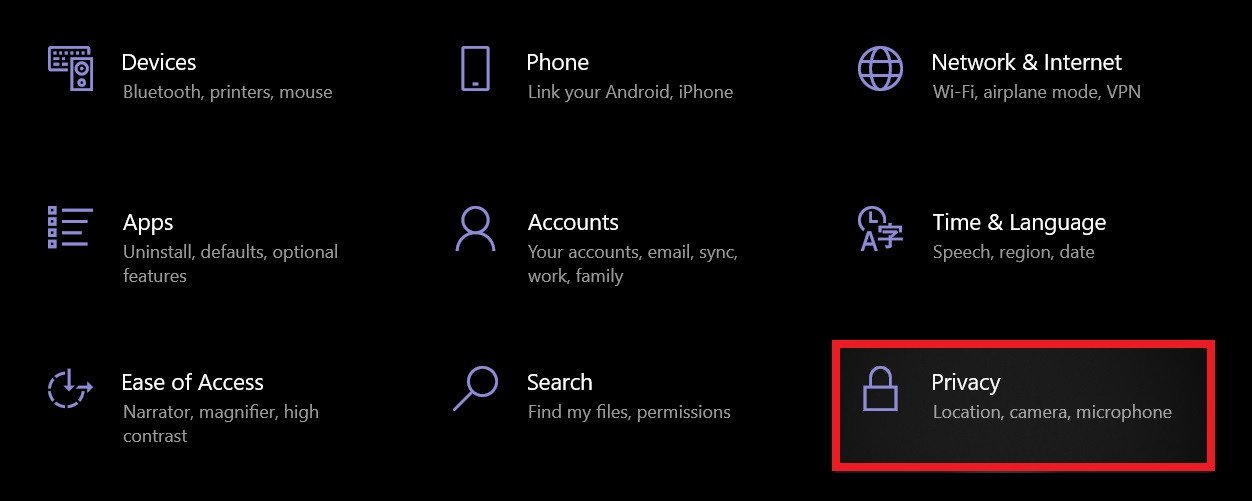 Giao diện cài đặt quyền riêng tư trên Windows để quản lý micro tai nghe Bluetooth
