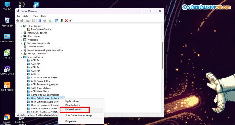 Gỡ cài đặt driver âm thanh cũ trên laptop Dell