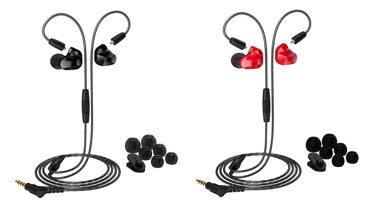 Hình ảnh tai nghe Moxpad X9 với hộp đựng và phụ kiện đi kèm