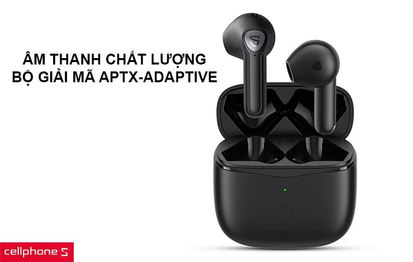 Hộp sạc và tai nghe Bluetooth Soundpeats Air 3 mở nắp, hiển thị hai củ tai nghe bên trong