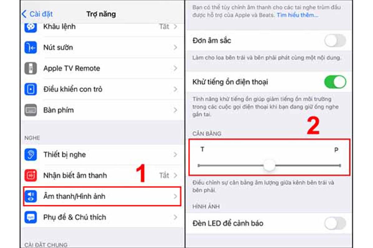 Kiểm tra cài đặt cân bằng âm thanh khi AirPod không phát tiếng một bên
