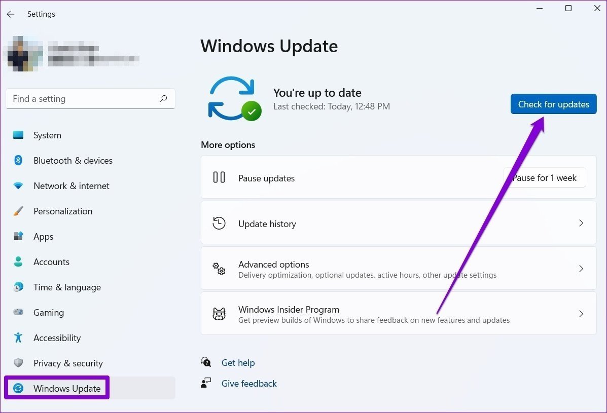 Kiểm tra cập nhật Windows 11 để cải thiện kết nối tai nghe có dây