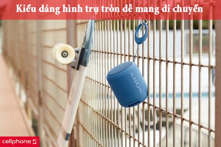 Loa bluetooth Sony SRS-XB12 với thiết kế trụ tròn nhỏ gọn, dễ dàng cầm nắm