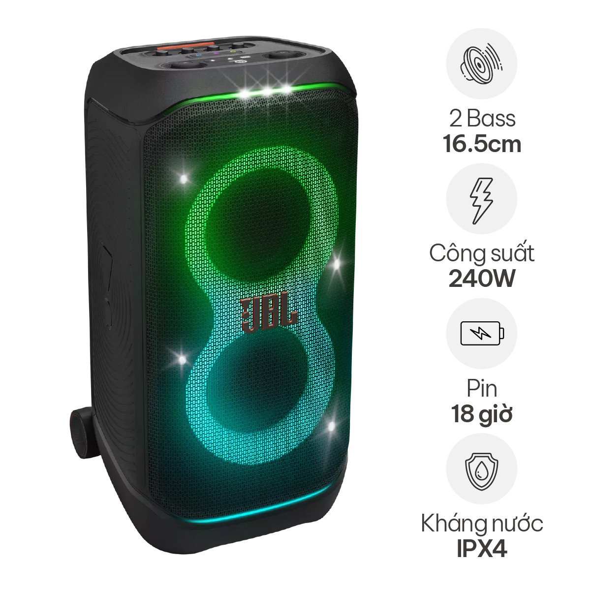 Loa karaoke bluetooth JBL PartyBox Stage 320 với hiệu ứng đèn LED