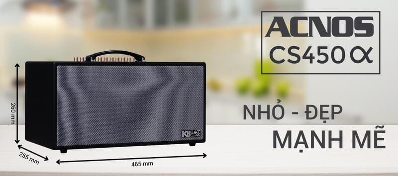 Loa karaoke bluetooth xách tay Acnos CS450Alpha màu đen sang trọng, dễ di chuyển