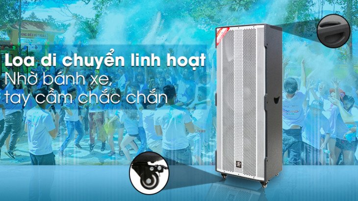 Loa kéo Dalton có bánh xe, thiết kế gọn nhẹ lý tưởng để kết nối không dây với tivi qua Bluetooth