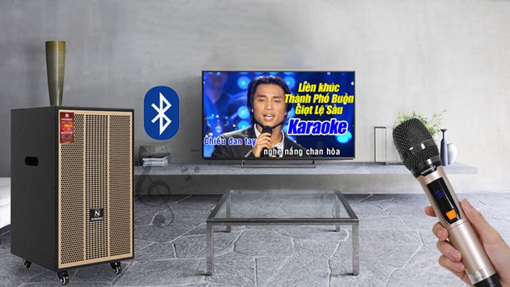 Loa kéo Nanomax S-900 giúp tiết kiệm chi phí khi kết nối Bluetooth với Smart TV để hát karaoke