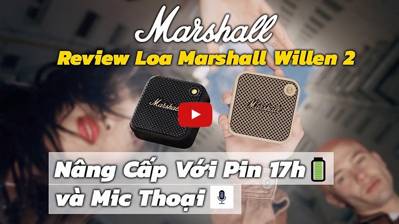 Loa Marshall Willen 2 màu đen với logo Marshall nổi bật