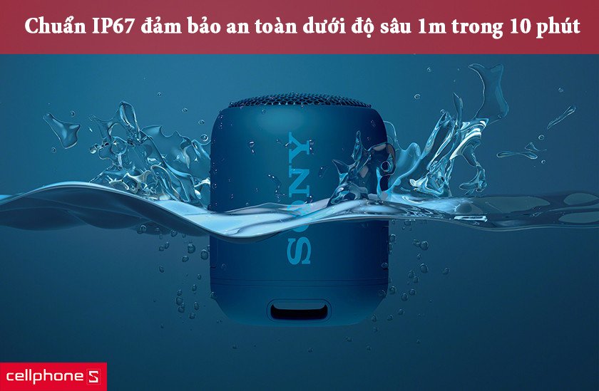 Loa Sony bluetooth SRS-XB12 đạt chuẩn chống nước và bụi IP67, bền bỉ mọi điều kiện