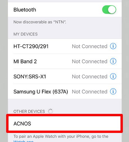 Màn hình điện thoại chọn thiết bị Bluetooth
