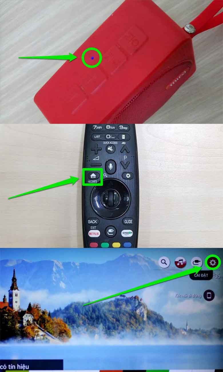 Màn hình tivi LG hiển thị giao diện chính để bật Bluetooth