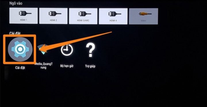 Menu cài đặt tivi với tùy chọn Bluetooth Settings