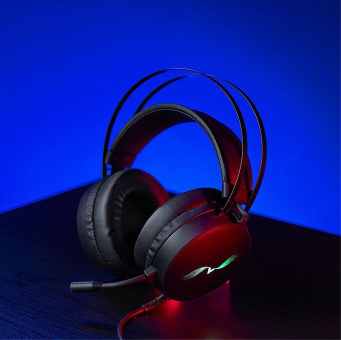 Microphone và đèn LED RGB trên tai nghe chơi game Rapoo VH310