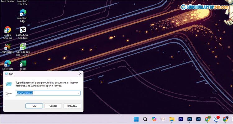 Mở Device Manager để xử lý driver âm thanh Dell