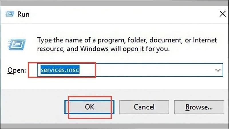 Mở hộp thoại Run và nhập services.msc để quản lý dịch vụ Bluetooth