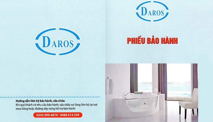 Phiếu bảo hành chính hãng cho sản phẩm bồn tắm massage