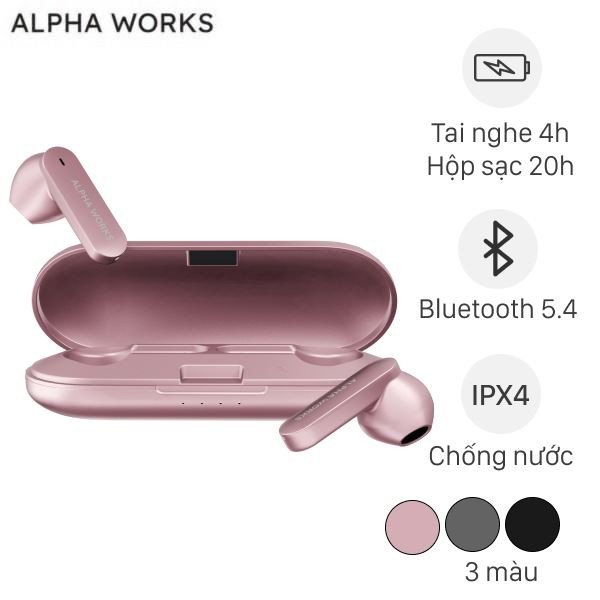 Tai nghe bluetooth Alpha Works AW-Curve 200 màu đen, thiết kế earbud.