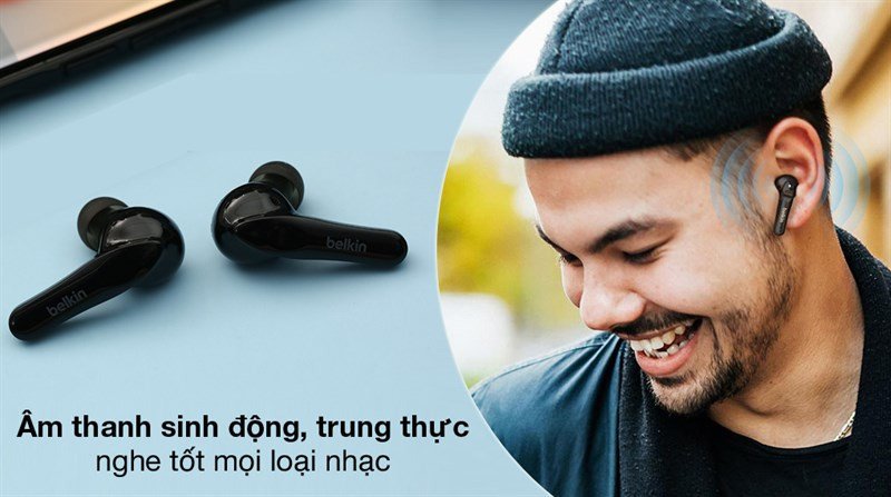 Tai nghe bluetooth bass mạnh Belkin Soundform Move PAC001 với chất âm sống động