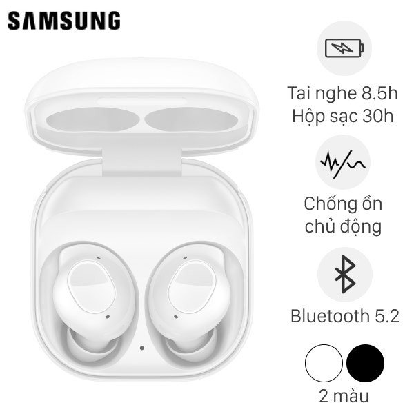 Tai nghe bluetooth Samsung Galaxy Buds FE R400N màu trắng, hộp sạc.