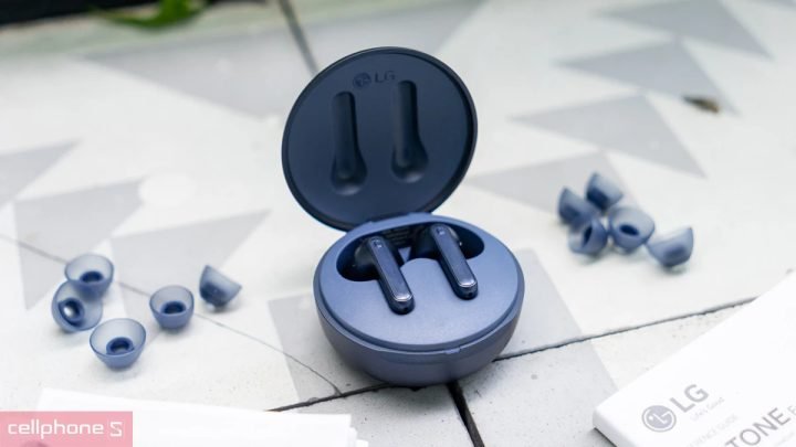 Tai nghe Bluetooth True Wireless LG với hộp sạc nhỏ gọn màu đen