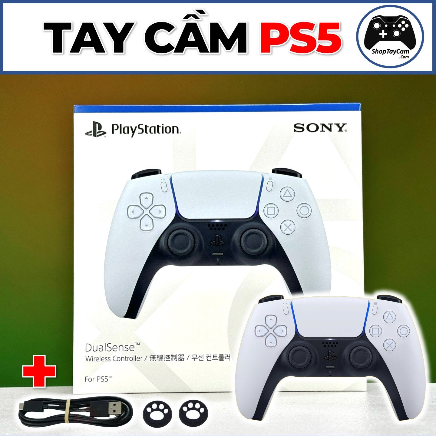 Tay cầm chơi game Bluetooth Sony DualSense 5 trên nền trắng