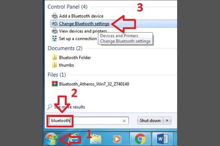 Thay đổi cài đặt Bluetooth trên Windows 7
