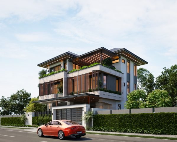Thiết kế biệt thự hiện đại mái Thái tại khu đô thị Vinh Tân