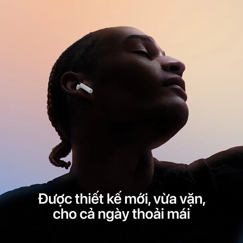 Thiết kế in-ear thoải mái và an toàn của tai nghe Apple AirPods 4 chống ồn chủ động