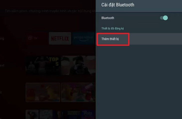 Tìm kiếm và chọn thiết bị Bluetooth để kết nối với tivi