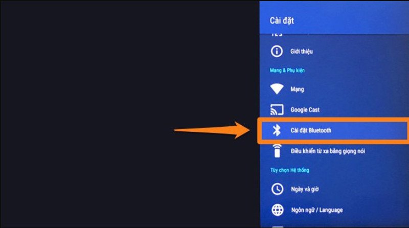 Tùy chọn Cài đặt Bluetooth trên tivi