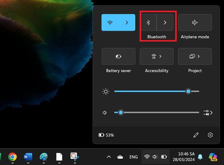 Biểu tượng bật tắt bluetooth trên máy tính xách tay Windows