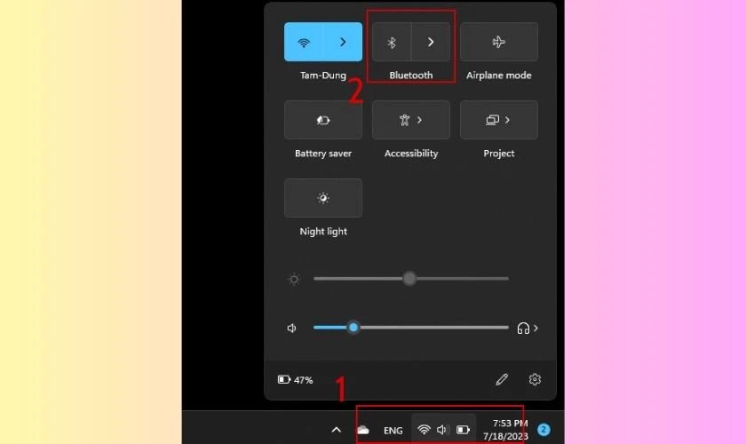 Biểu tượng Bluetooth trên thanh tác vụ của máy tính Windows