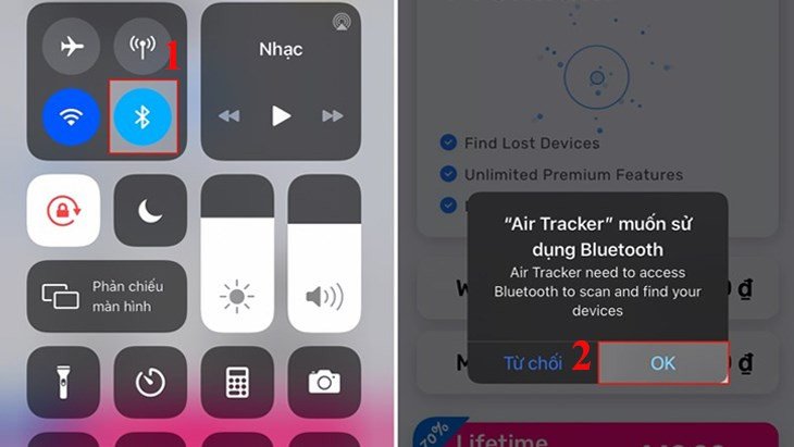 Các bước bật Bluetooth để định vị tai nghe bluetooth bị mất 1 bên