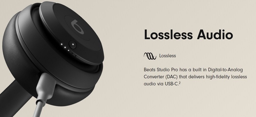 Các tùy chọn kết nối dây 3.5mm và USB-C trên tai nghe Beats Studio Pro