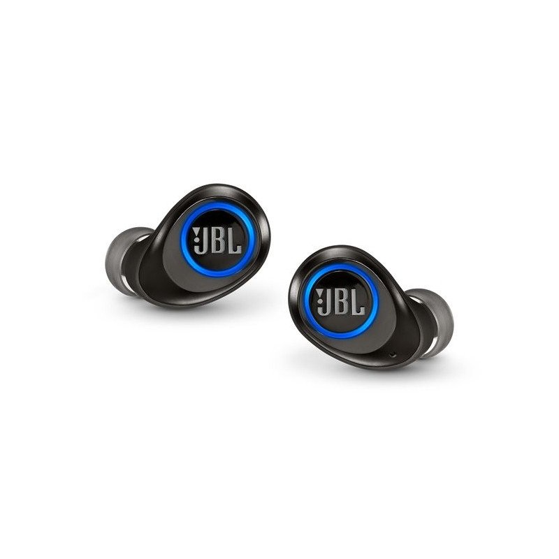 Cận cảnh nút điều khiển cảm ứng trên tai nghe JBL Free màu trắng
